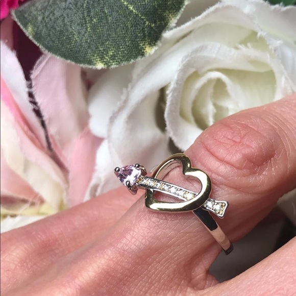 New! White/yellow gold/pink topaz ring size 6.5 - Picture 3 of 6